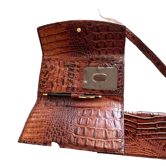 Brahmin Pecan Walnut Crocodile Leather Crossbody Purse - Picture 8 of 12